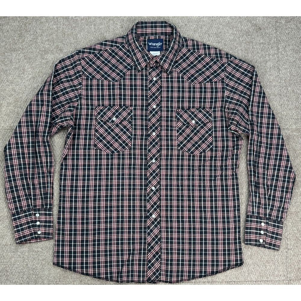 Wrangler Western Shirts Men's Vintage Button Up Snap Button‎ Shirt Size Large